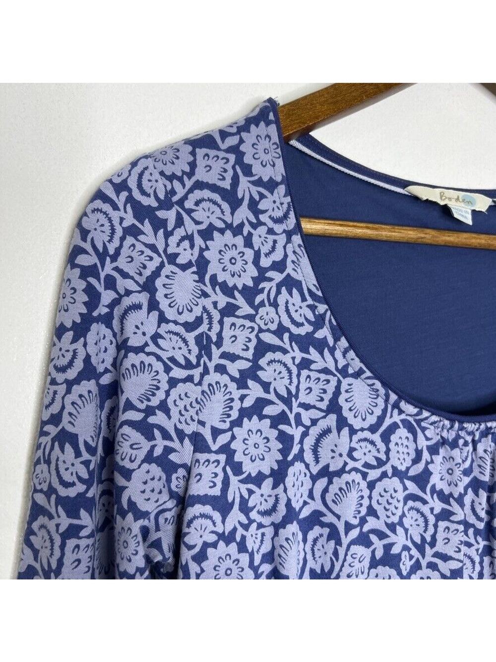 Boden Blue Floral Scoop Neck Dress